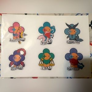 1 page with all 6 Louis Vuitton Limited Edition Astrology Vivienne Stickers.